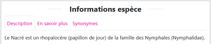 Bloc information sur l'espèce